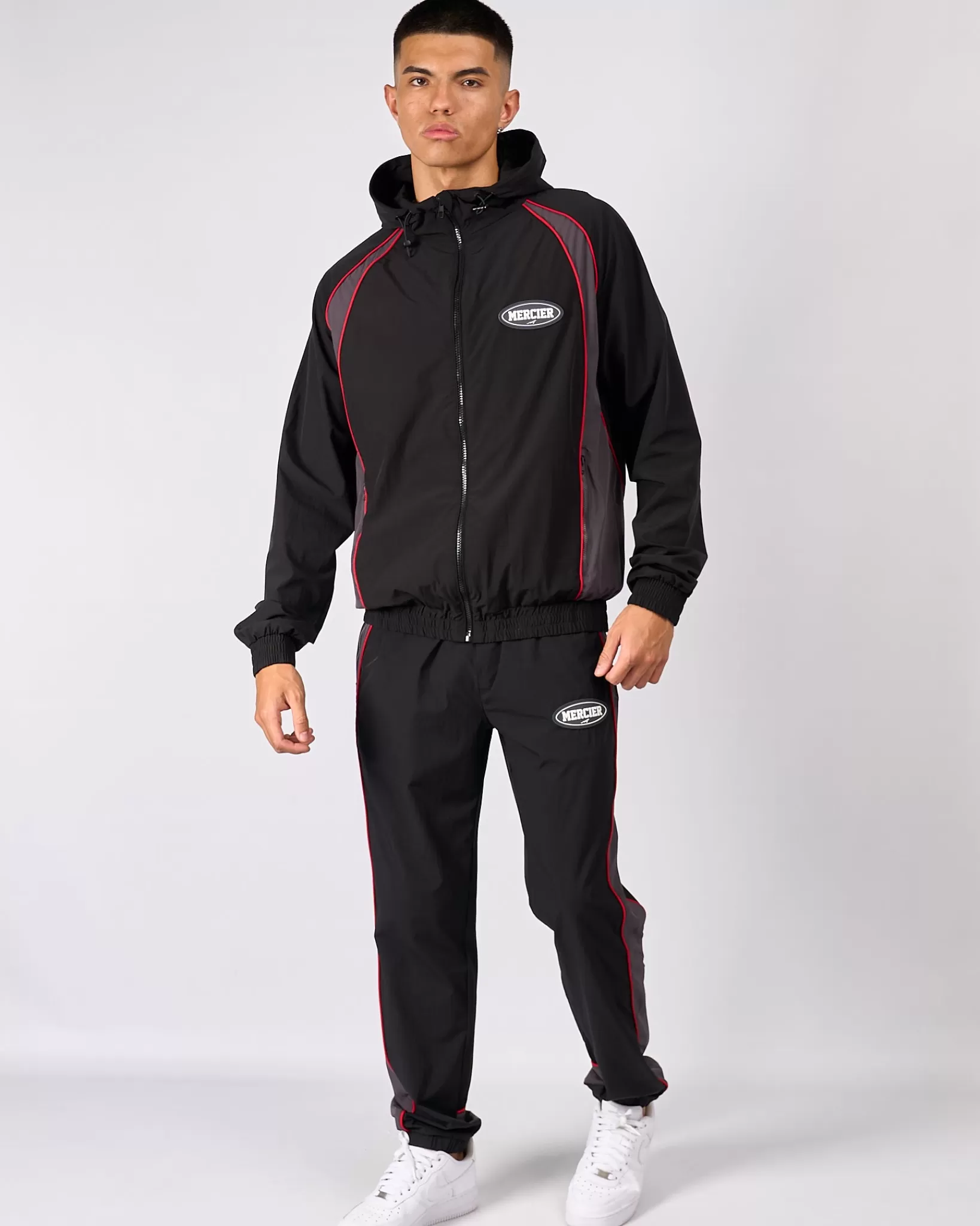 New Mercier Black Grey Maison Racer Track Pants