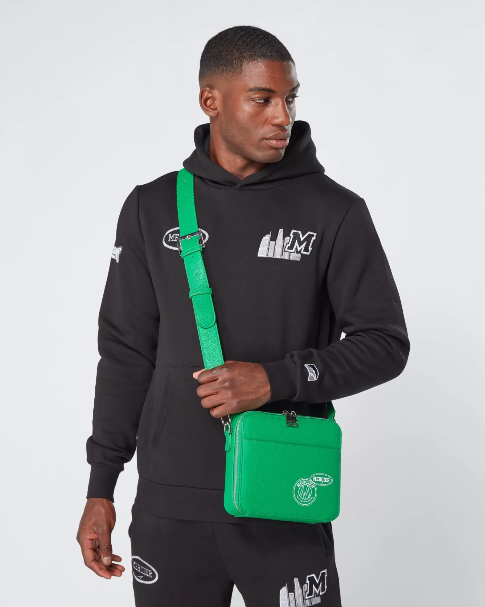 Cheap Mercier Borsa a tracolla verde e distintivo-Esclusiva