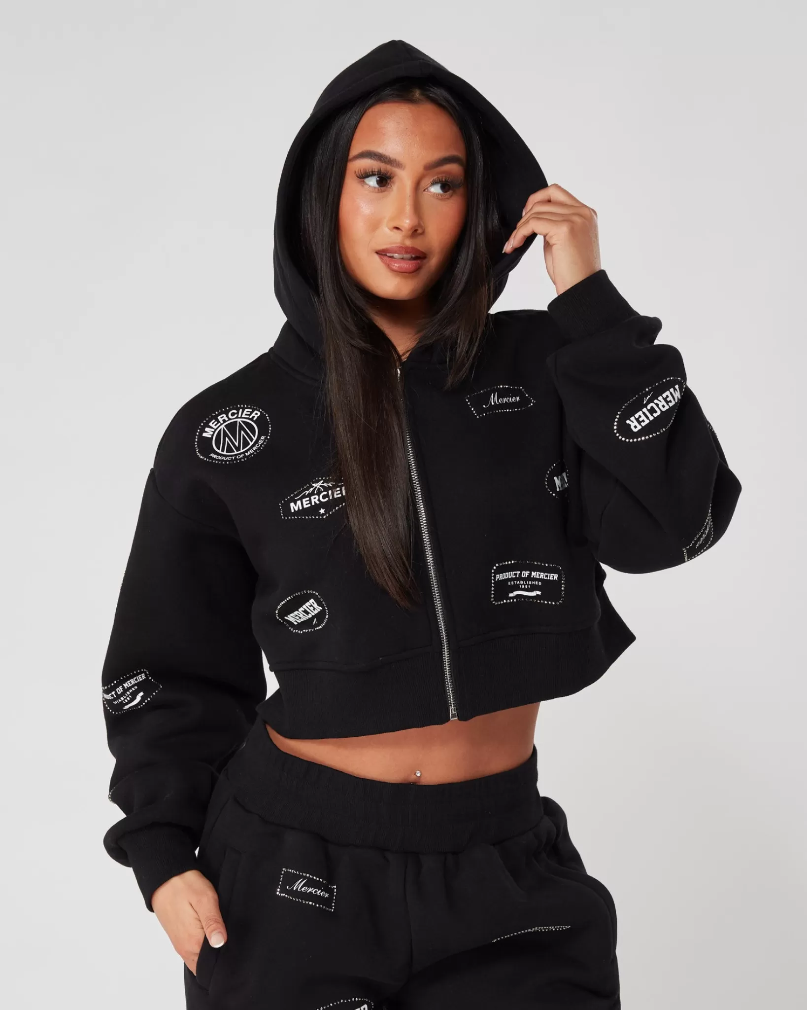 Flash Sale Mercier Cappuccio Zip con distintivo di diamante nero da donna