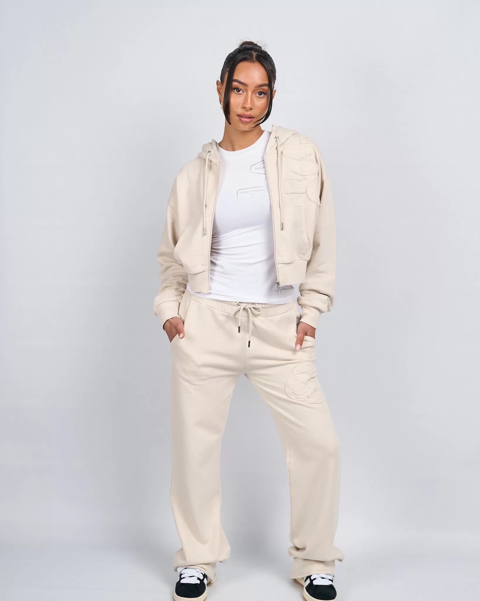 Cheap Mercier Felpa con cappuccio cruda in pietra e distintivo da donna.