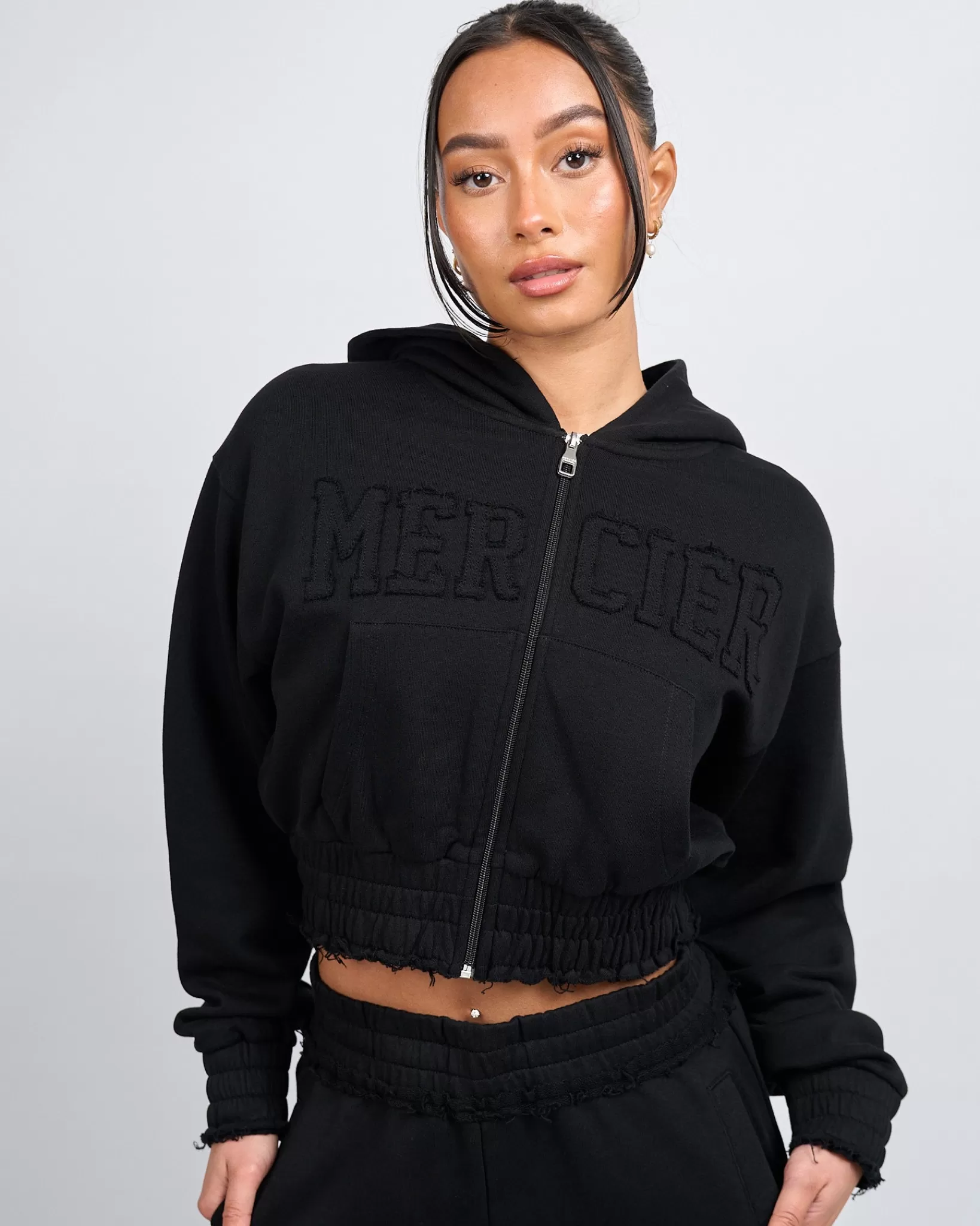 Flash Sale Mercier Felpa con cappuccio da donna nera con crostate angosciate