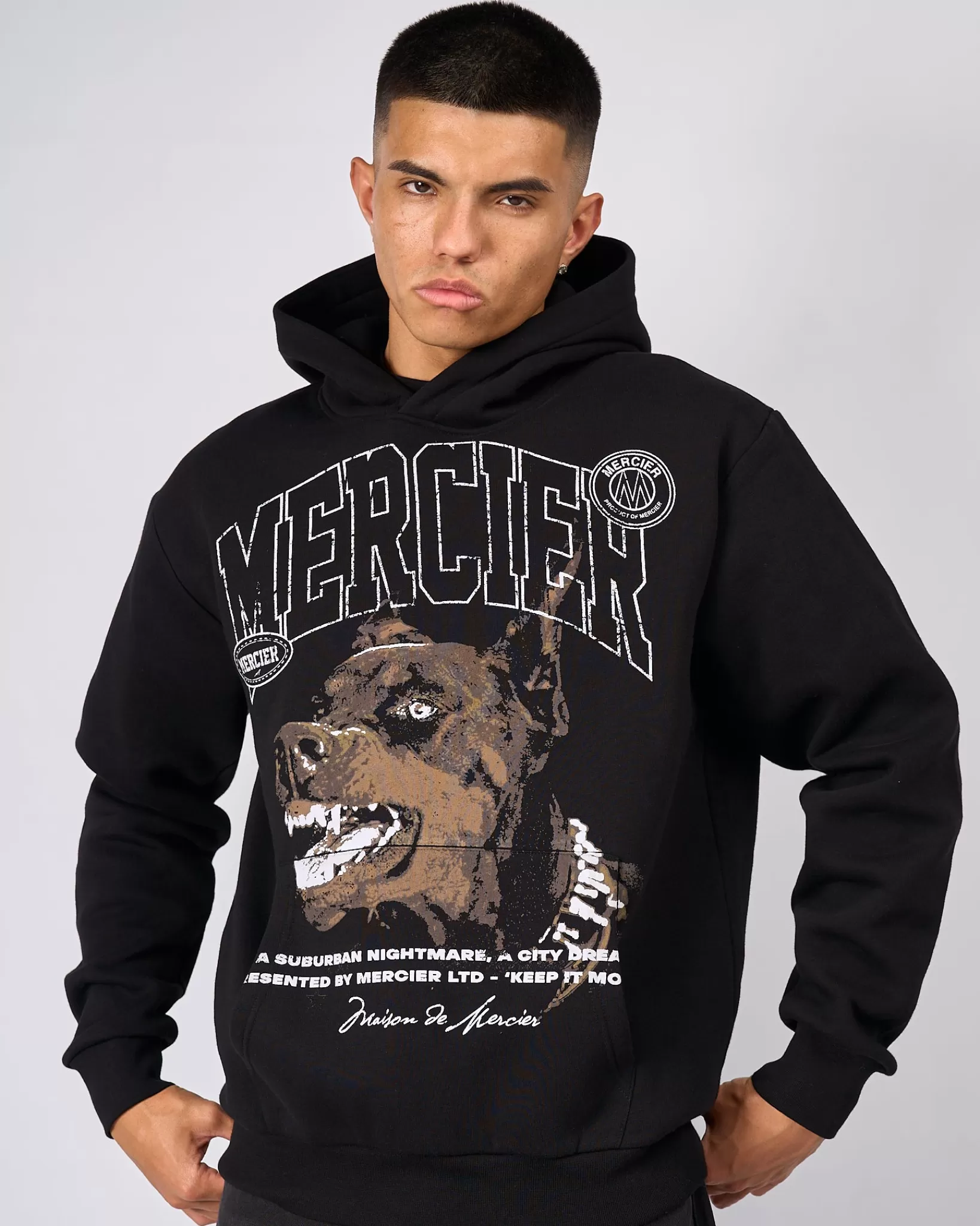 Clearance Mercier Felpa con cappuccio nera Defender