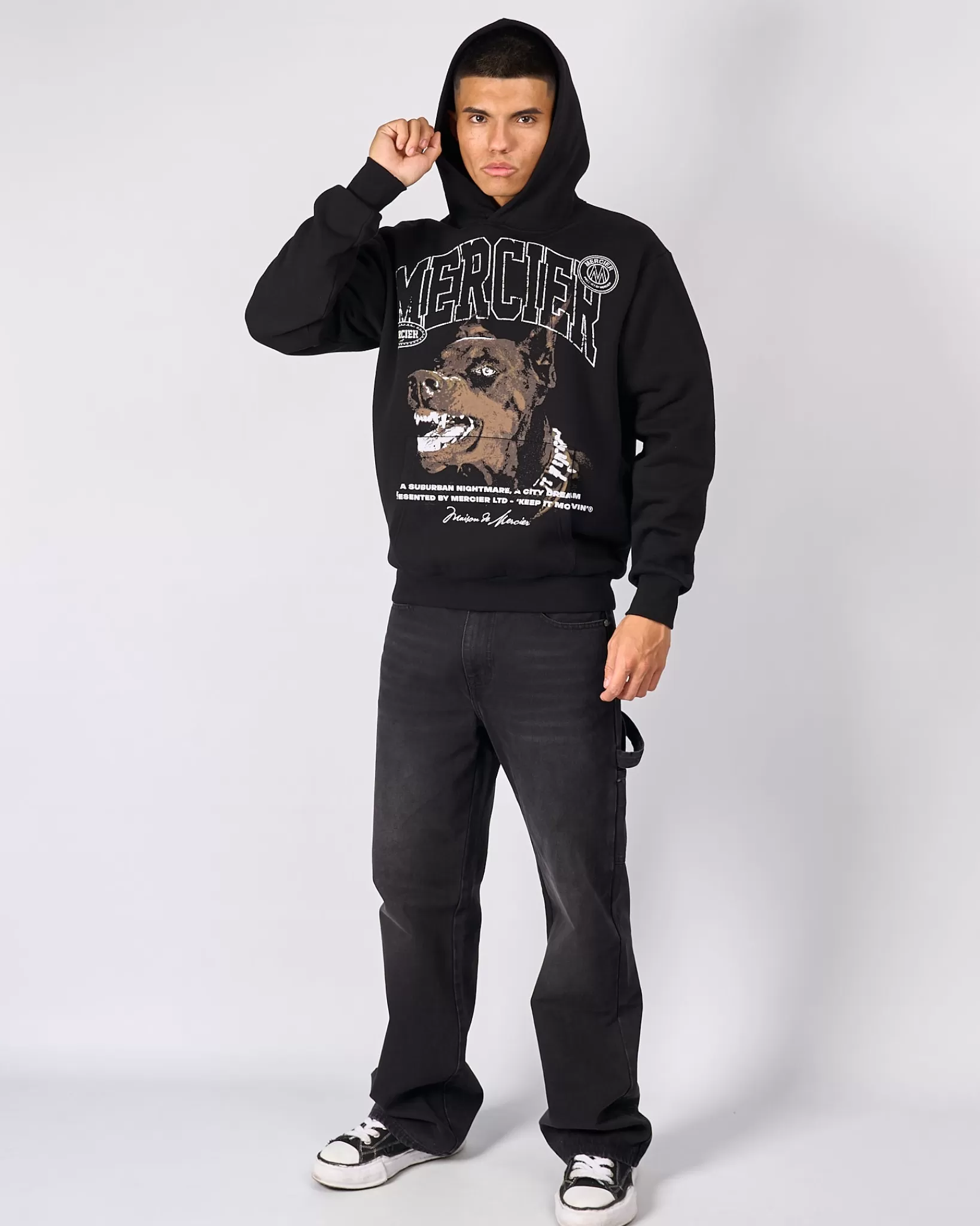Clearance Mercier Felpa con cappuccio nera Defender