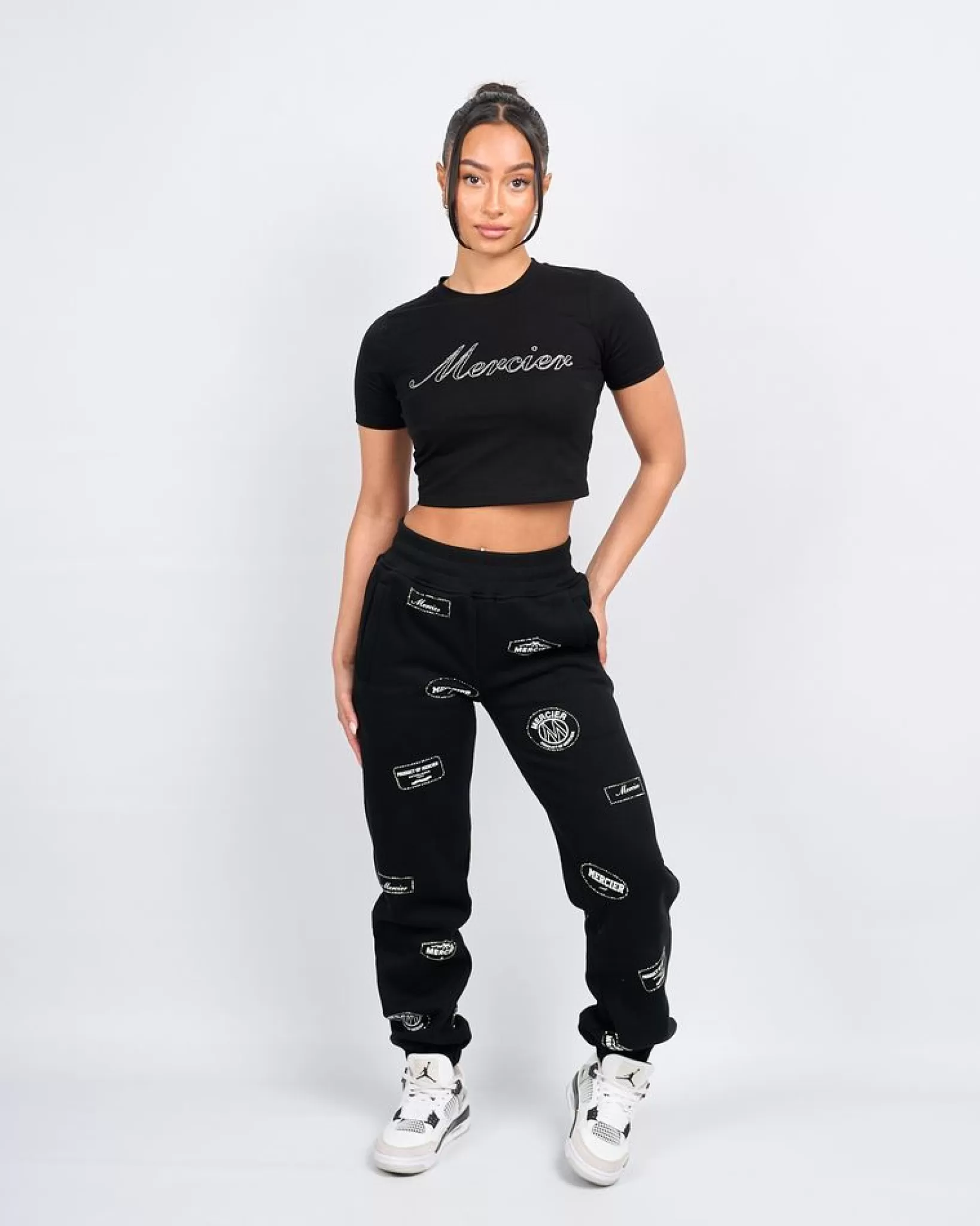 Hot Mercier Maglietta nera da donna con diamanti