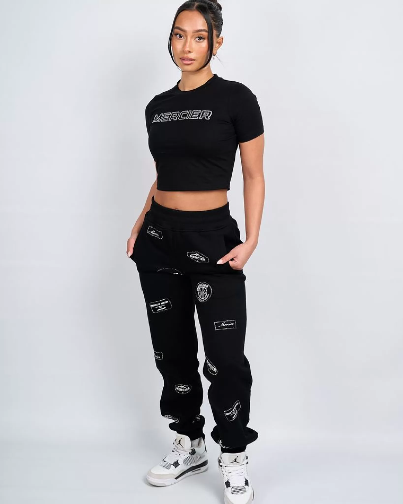New Mercier Maglietta nera da donna con diamanti,