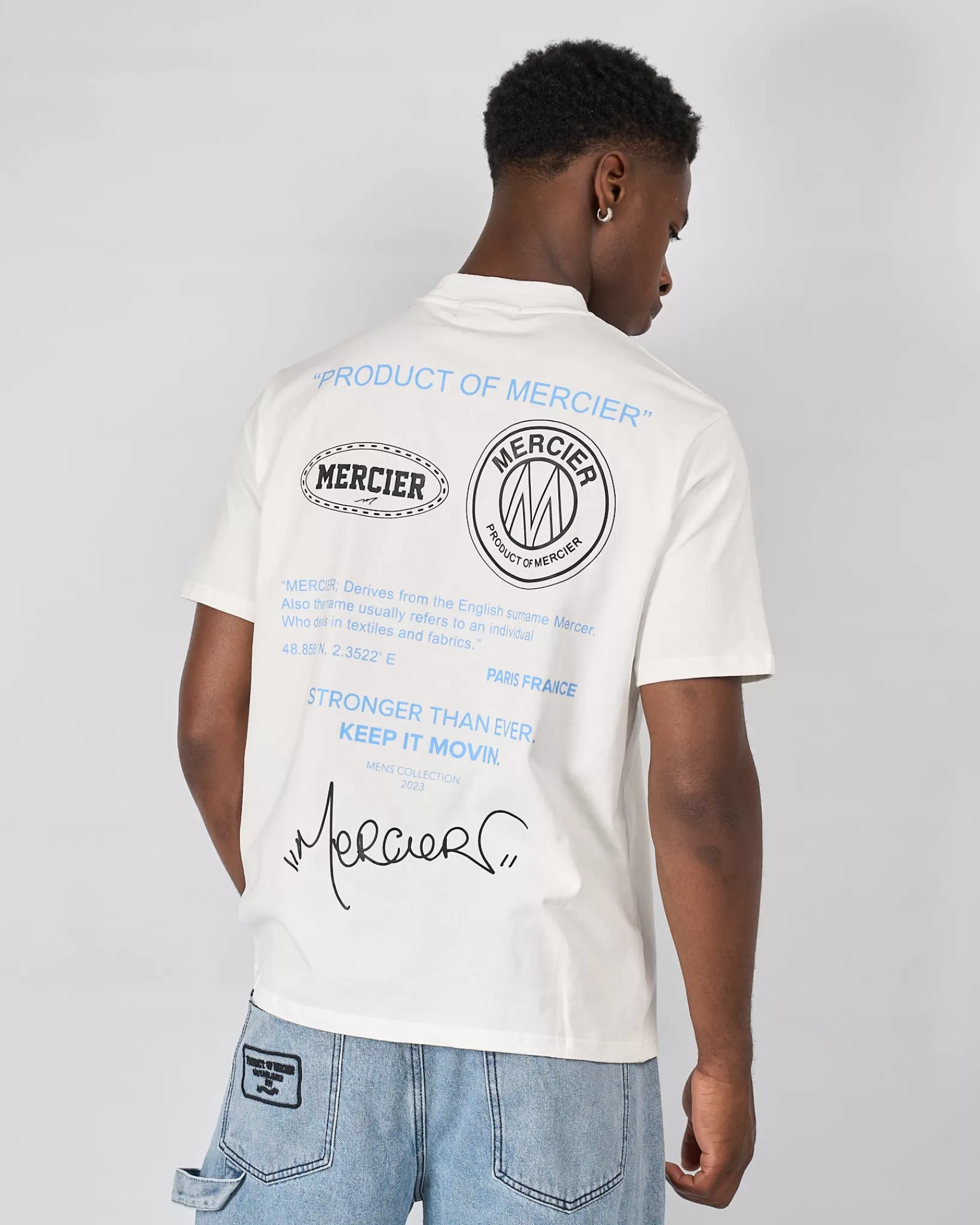 Discount Mercier Maglietta rilassata bianca blu caruso