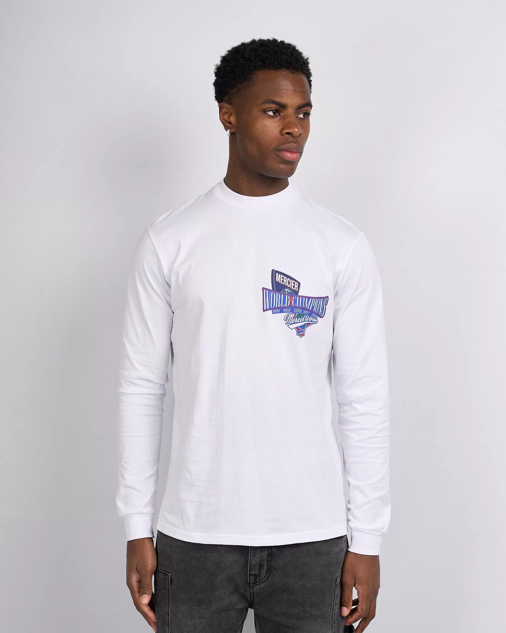 Fashion Mercier Bianco La Serie a maniche lunghe Tshirt