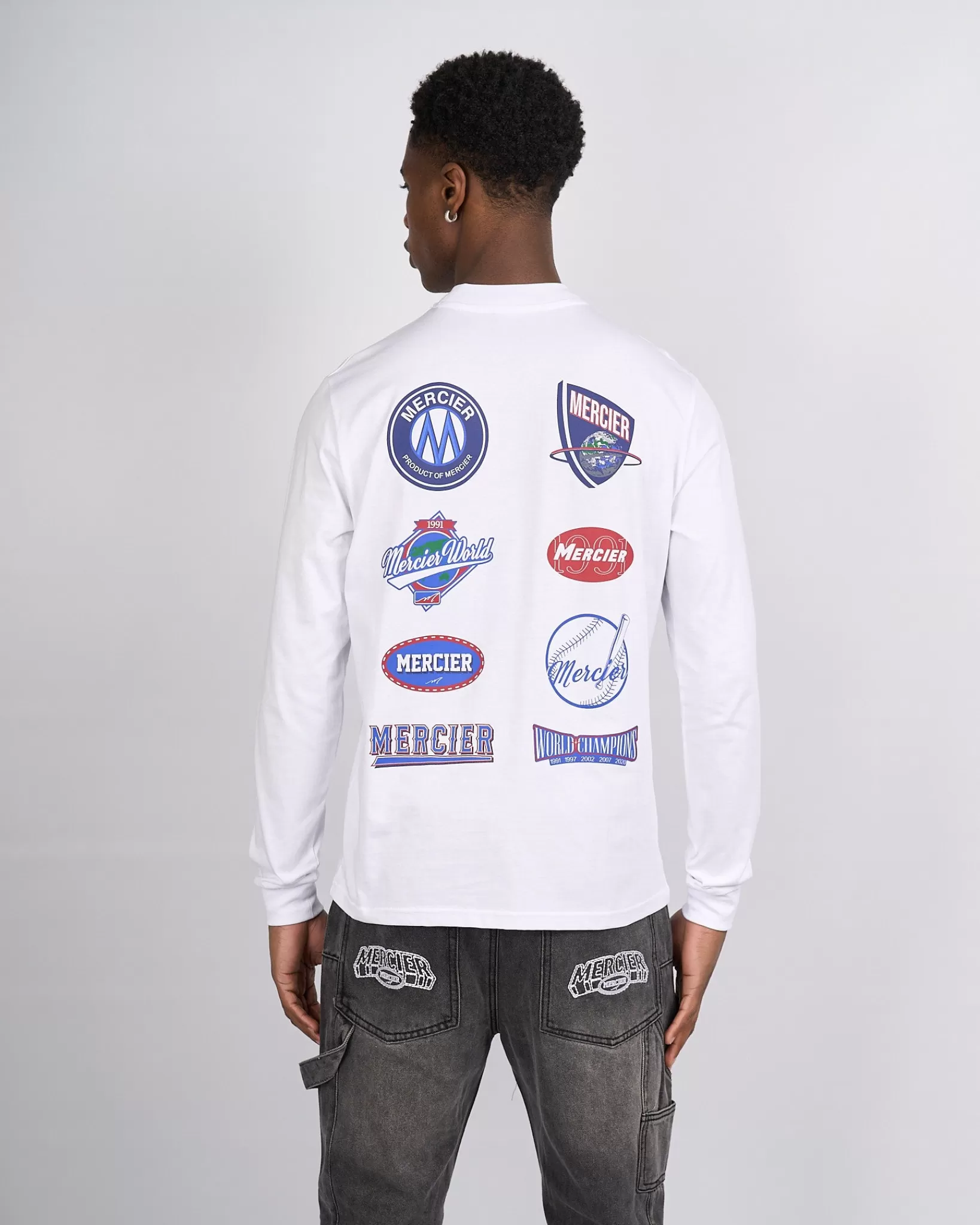 Fashion Mercier Bianco La Serie a maniche lunghe Tshirt