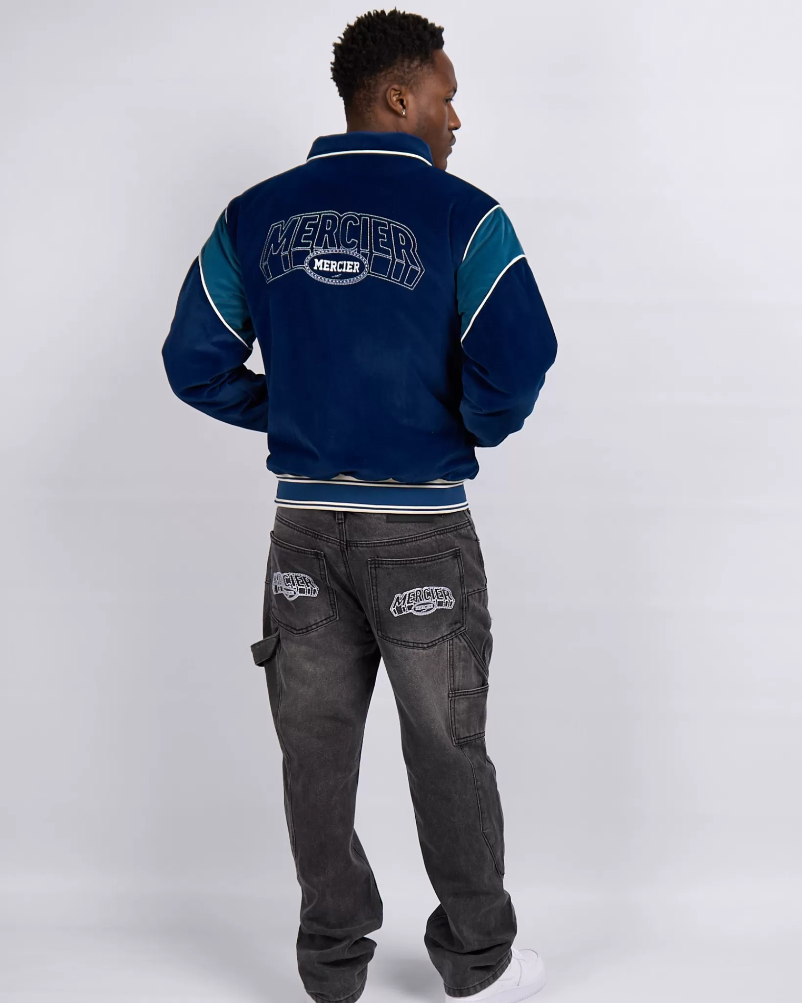 Store Mercier Navy Court Velour Track Top