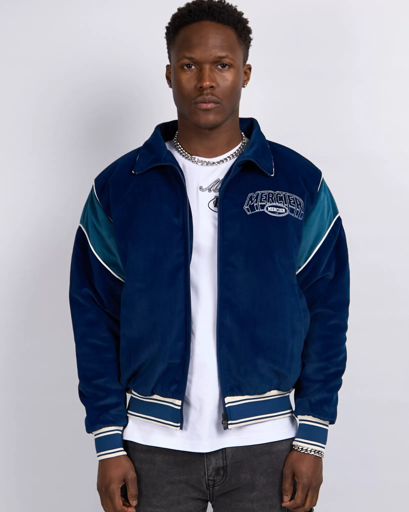 Store Mercier Navy Court Velour Track Top