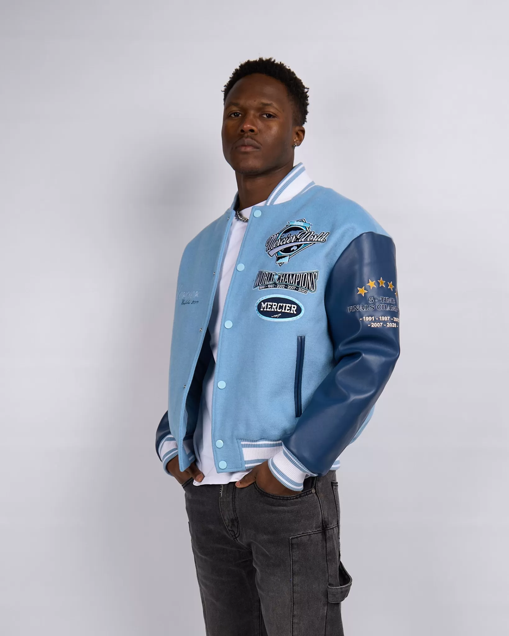Clearance Mercier Placid Blue Navy Rodman Varsity Giacca