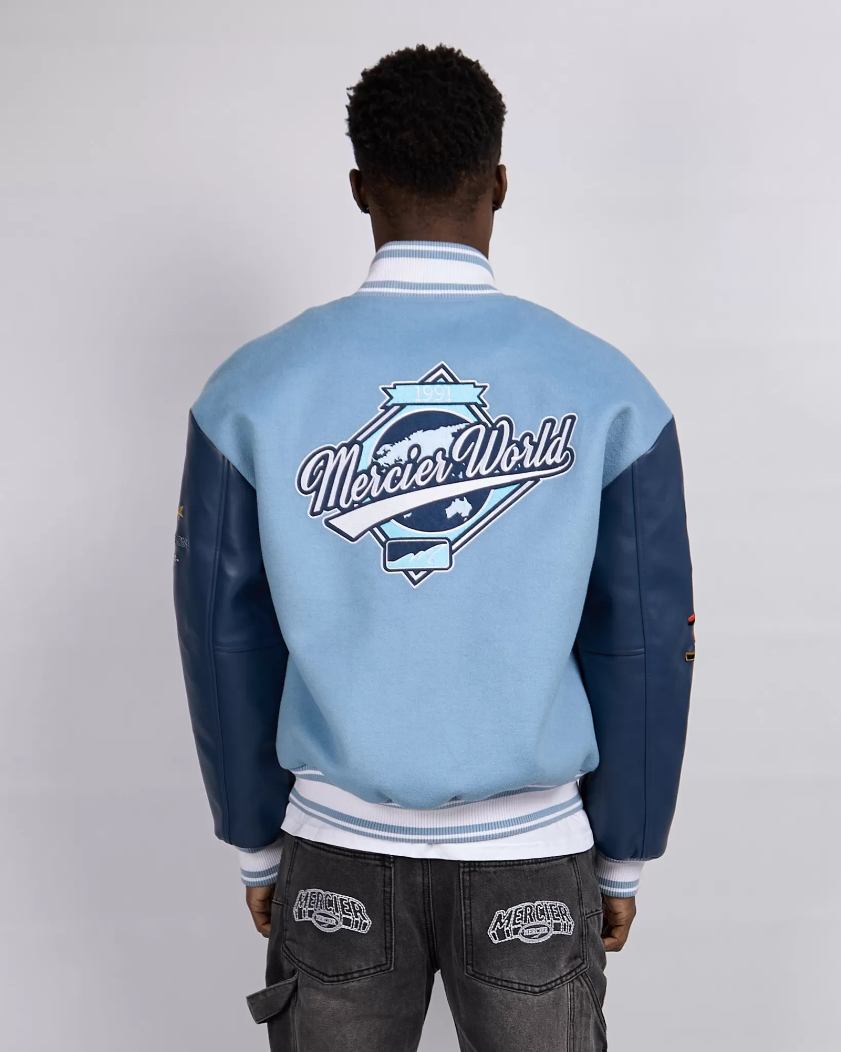 Clearance Mercier Placid Blue Navy Rodman Varsity Giacca