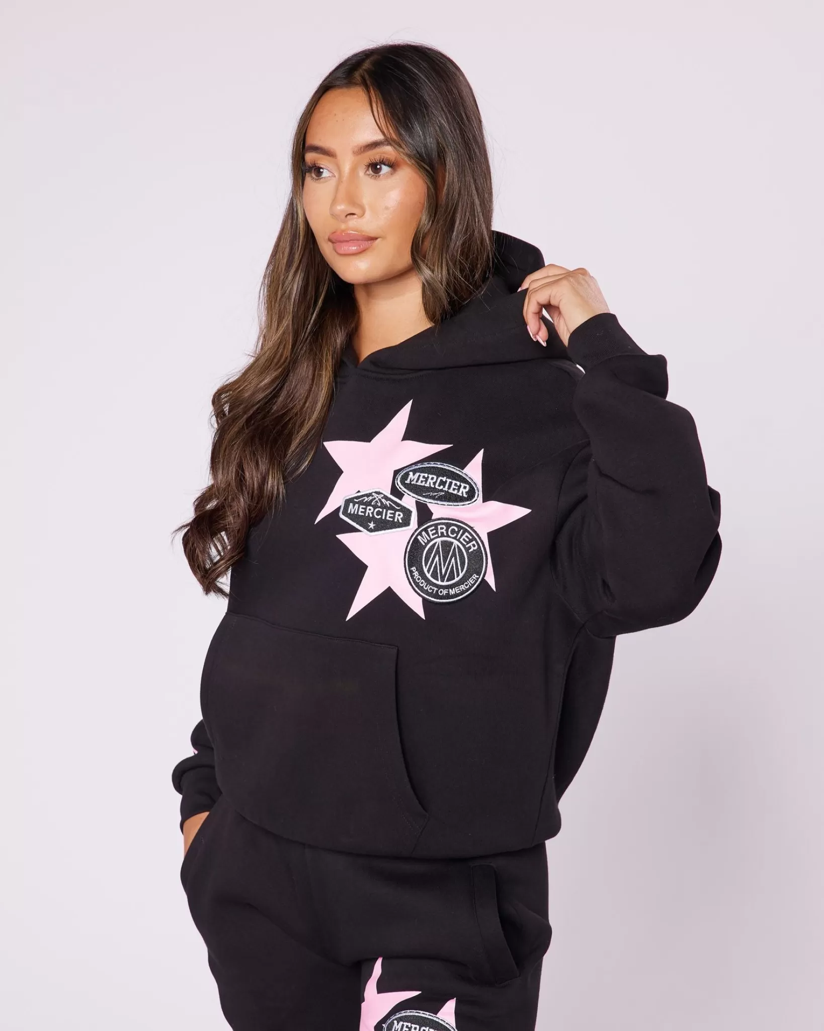 Outlet Mercier Womens Black Badge Star Hoodie